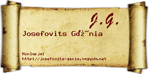 Josefovits Génia névjegykártya